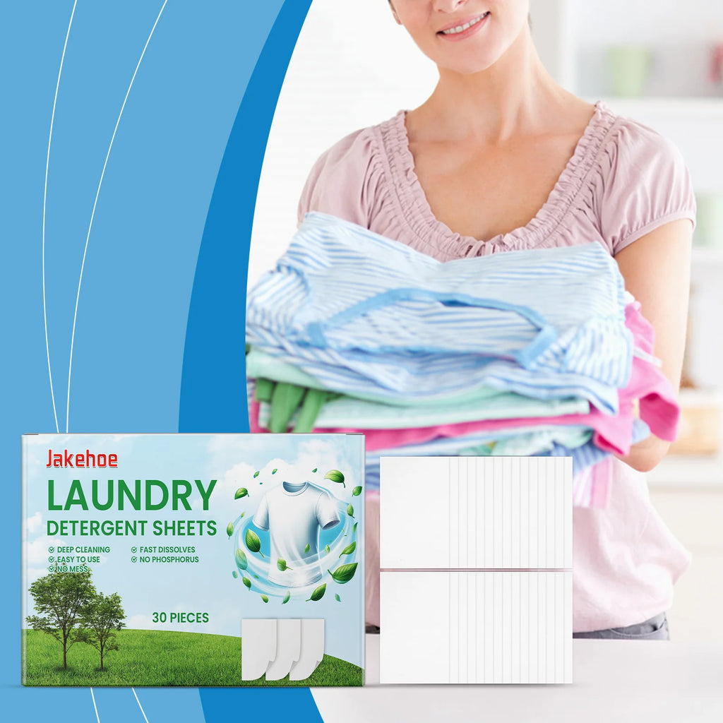 Laundry Detergent Sheets Quickly Dissolve Easily Remove Oil Stains and Dirt Deodorizing Mild Ingredients Clothing Cleaning Sheet Qme