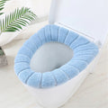 Bathroom Toilet Seat Cover Soft Warmer Washable Mat Pad Cushion Qme one size Blue