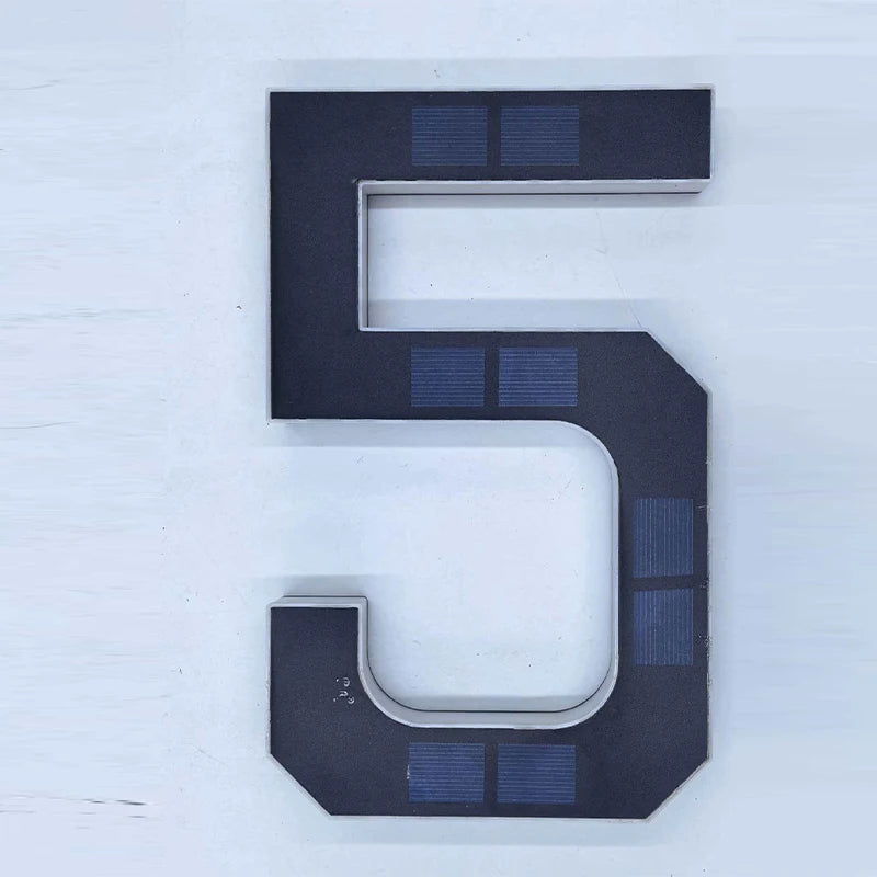 Light Sensor Solar House Number Lights Waterproof Modern LED Address Sign Outdoor Wall Decor For Home Yard Daily Use Qme 4.7 inch digit 5
