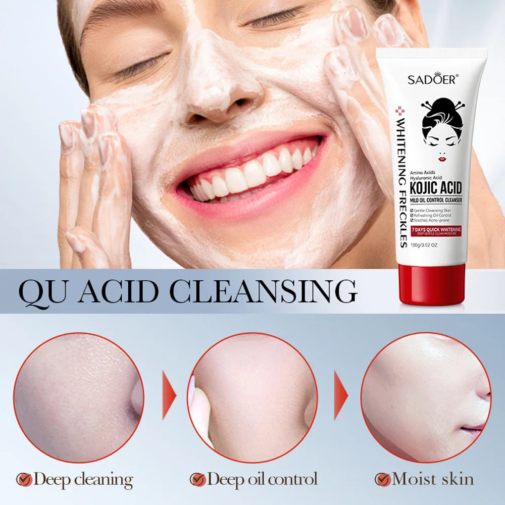 Kojic Acid Whitening Deep Cleansing Milk Moisturizing Oil Control Qme