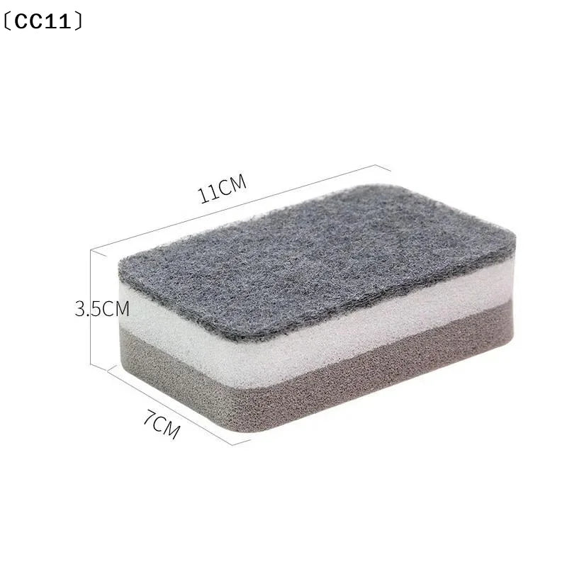 Double-sided Cleaning Spongs Scouring Pad Kitchen Wipe Dishwashing Qme