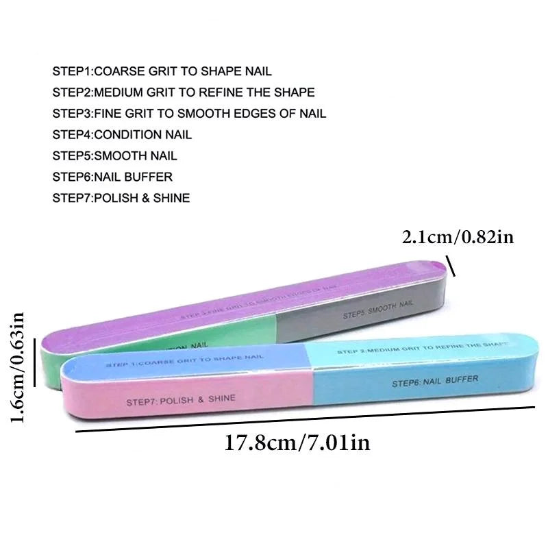 7 Sides Nail Buffers Files Professional Polisher For Nail Art Manicure Polishing Block Buffing Accessories Cream Tools Qme