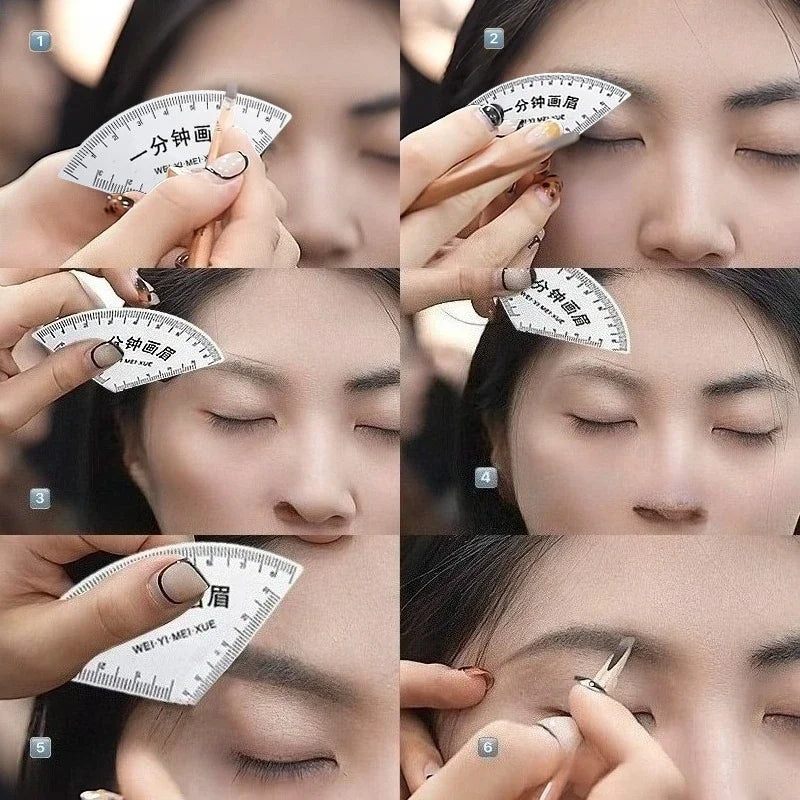 1PC Brow Shaping Stencil+Eyebrow Razors - 10 Blades, Instant Brow Shaper - Multi-Style Template Kit for Fast & Precise Shaping Qme