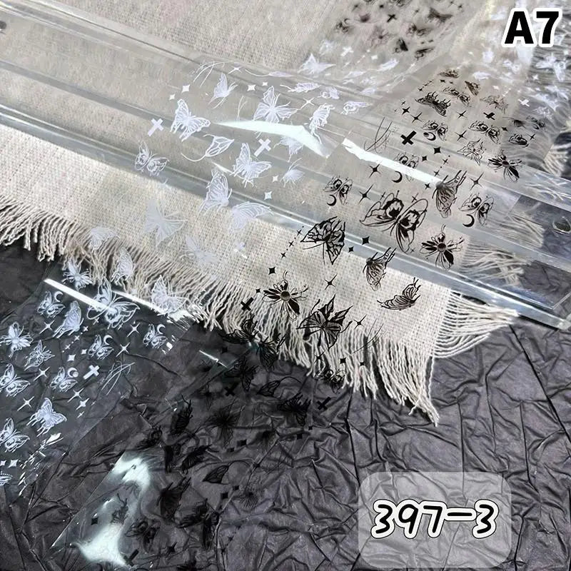 Butterfly Flower Nail Transfer Foils Sticker Paper 50 Bow Floral Qme A7