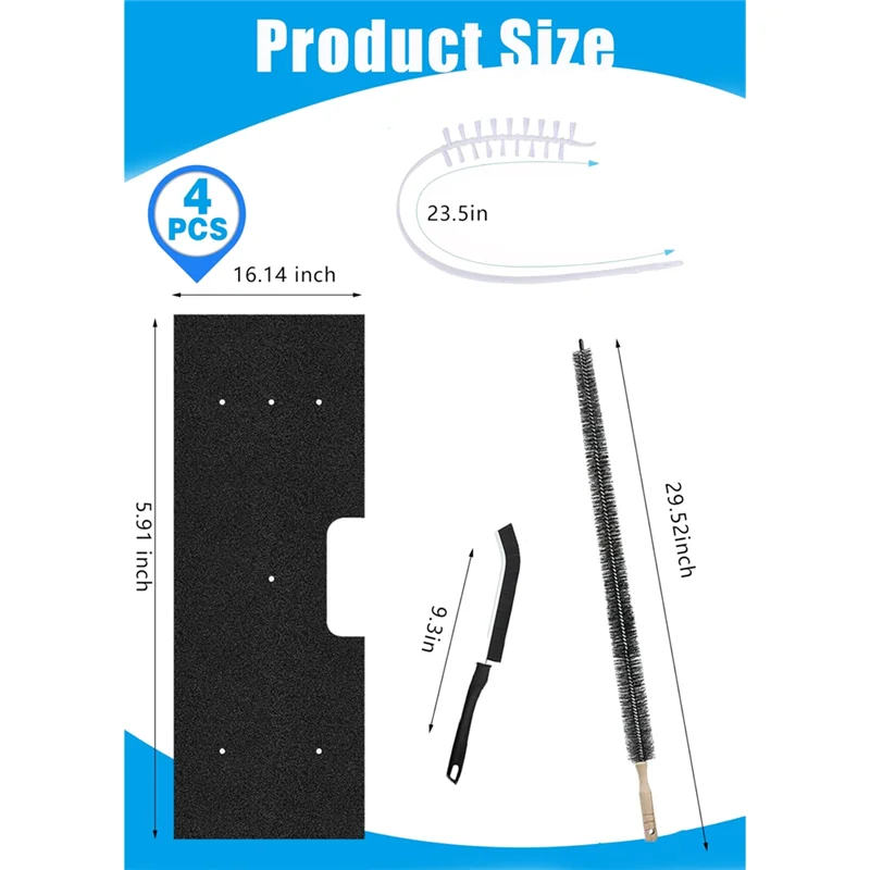 A02F-For GE For Profile Washer Dryer Combo- 4-Pack Lint Filter Replacement, For GE WH01X35719& Dryer Vent Brush Qme