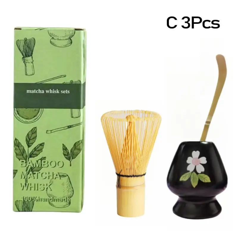 3 Japanese Matcha Tea Safe Bamboo Whisk Teaspoon Spoon Sets Indoor Qme C 3Pcs
