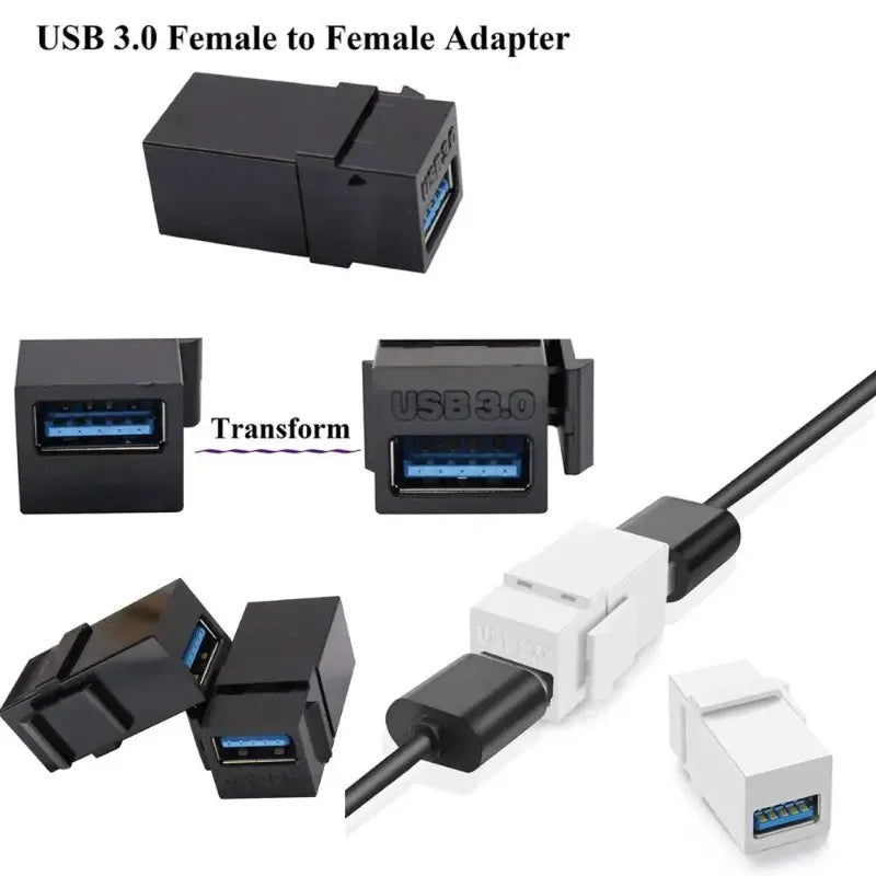 5pcs USB 3.0 Female to Female Module Adapter High-Speed Cable Extender Connector for Network Panel Qme