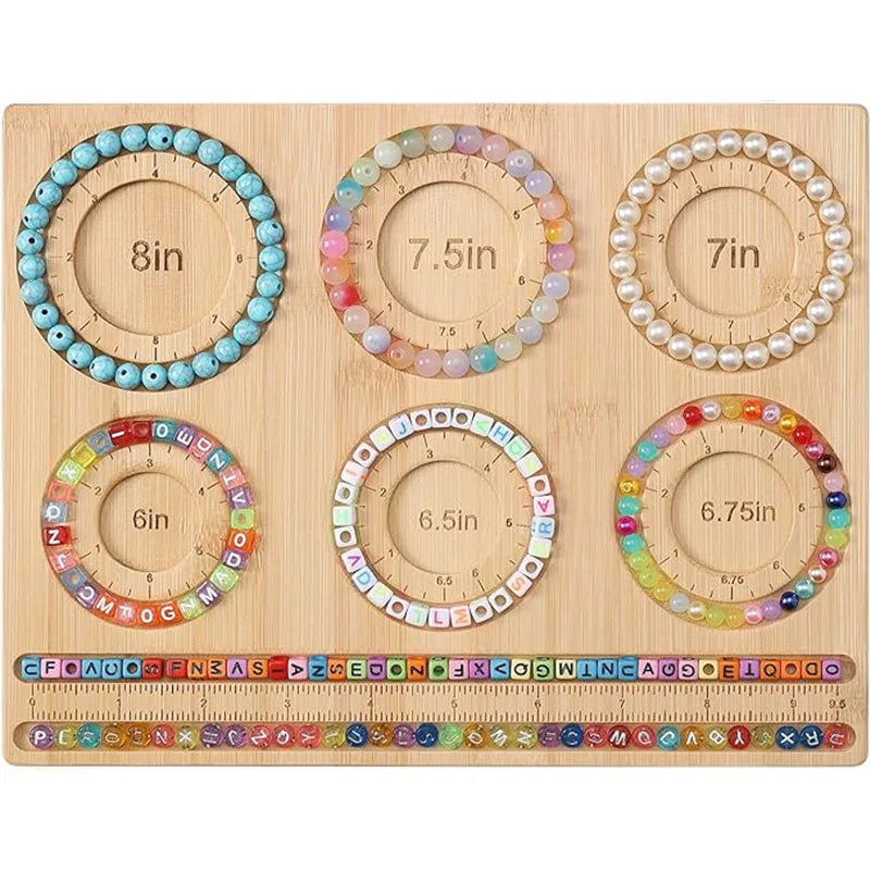Bamboo Beading Board Imperial Measurements Marked Bracelet Sizer Jewelry Design Mat for Jewelry Bracelet Making DIY Craft Qme