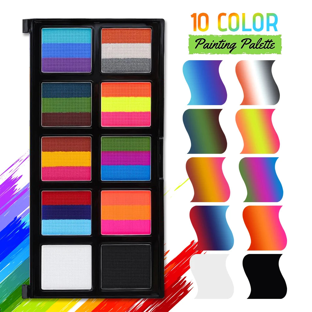 26 Colors Face Body Paint Palette 9 Painting Brushes 3 Sheets Qme
