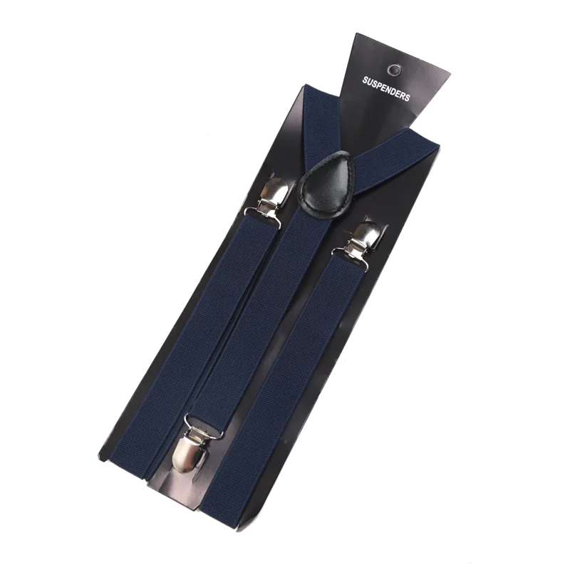 Unisex Elastic Leather Suspenders Braces Men Women Gift Black Blue Red Adjustable Straps for Wedding Suit Skirt Accessories Qme Navy Blue China Mainland