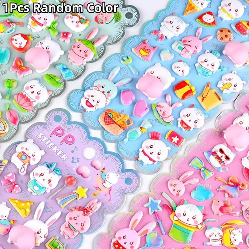 Cartoon Animals Soft Puffy Butt 3D Stickers DIY Scrapbooking Journal Qme