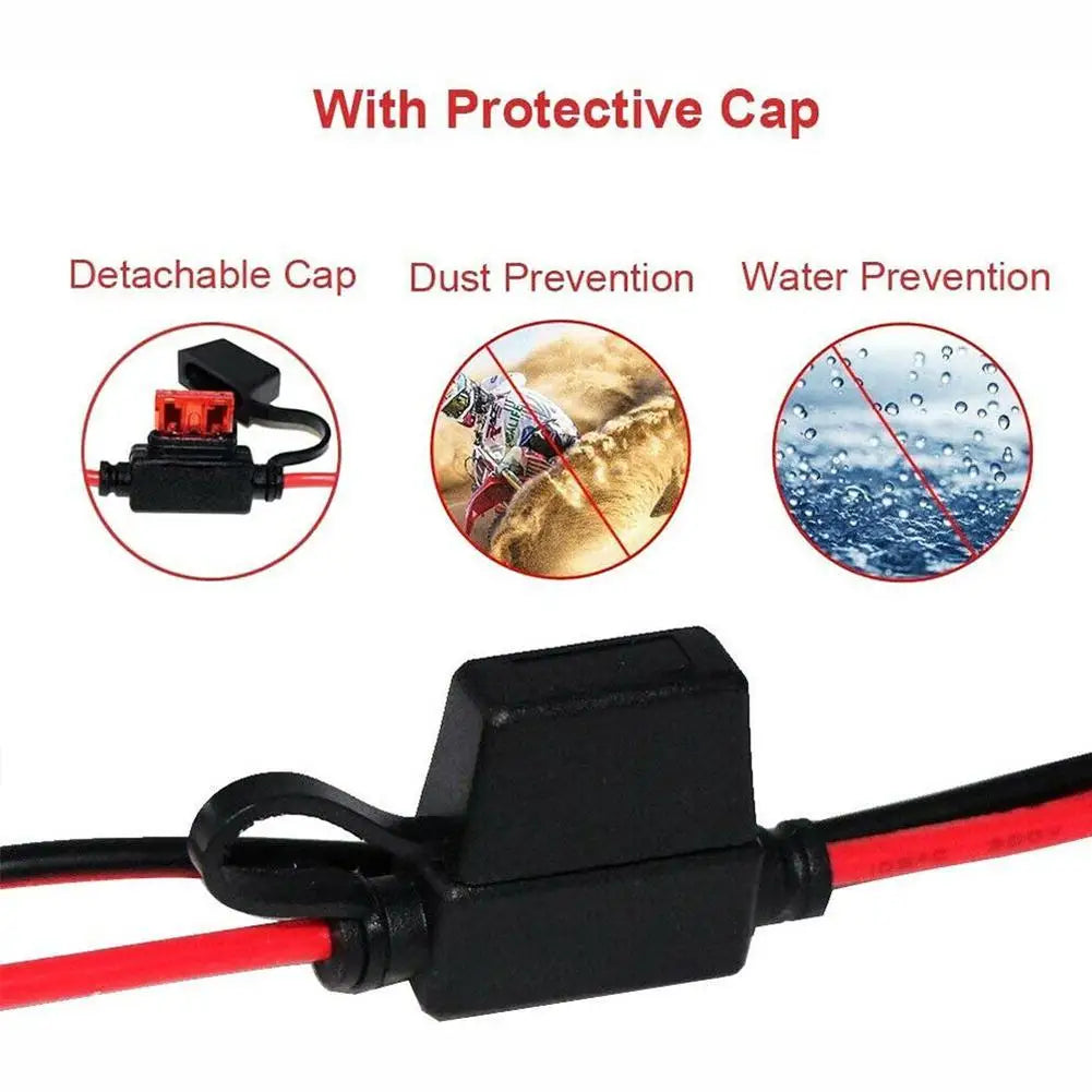 12V Charger Cable For Motorcycle Battery Terminal To SAE Quick Extension Cord Cable Connector For Battery Charger/Maintainer Qme