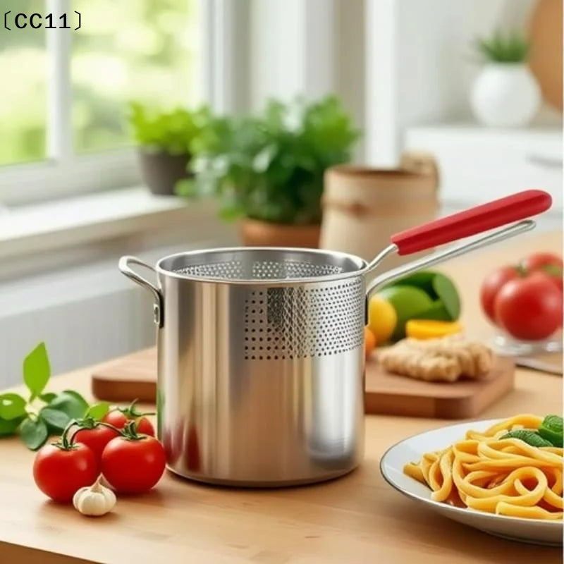 Deep Frying Pot Kitchen Fryer Strainer Stainless Steel Tempura Pan Qme