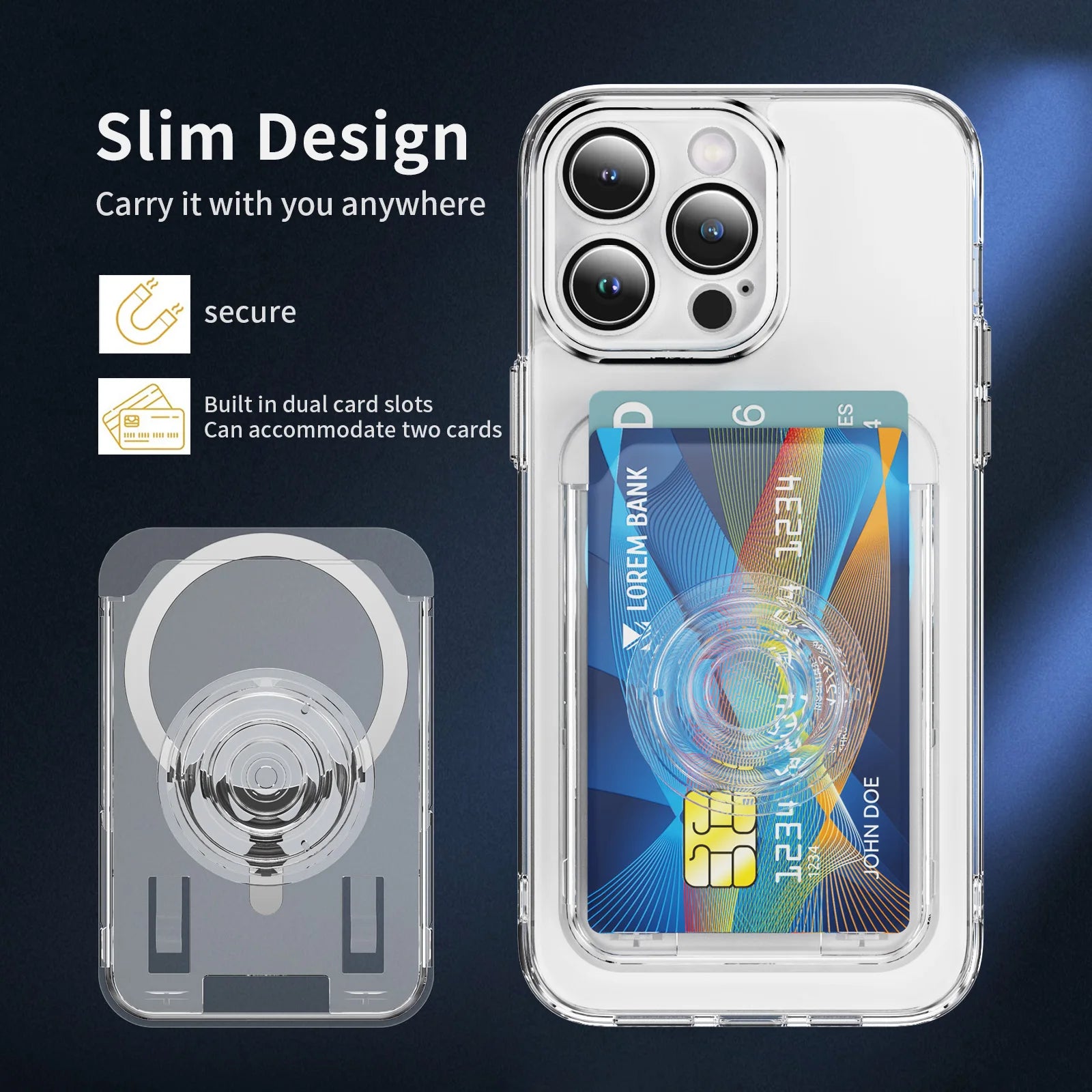 Magsafe Transparent Magnetic Card Bag Airbag Holder Suitable Iphone Qme
