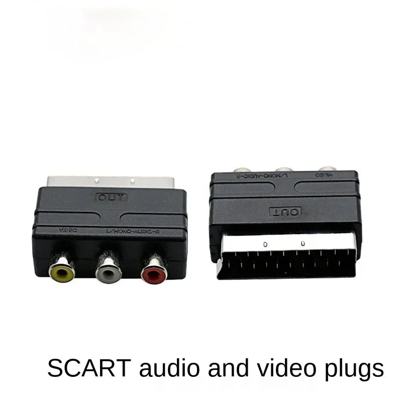21PIN SCART Male TO 3RCA JACKS INPUT AV Adapter Adaptor Converter for TV DVD VCR Game Player NES SNES Qme