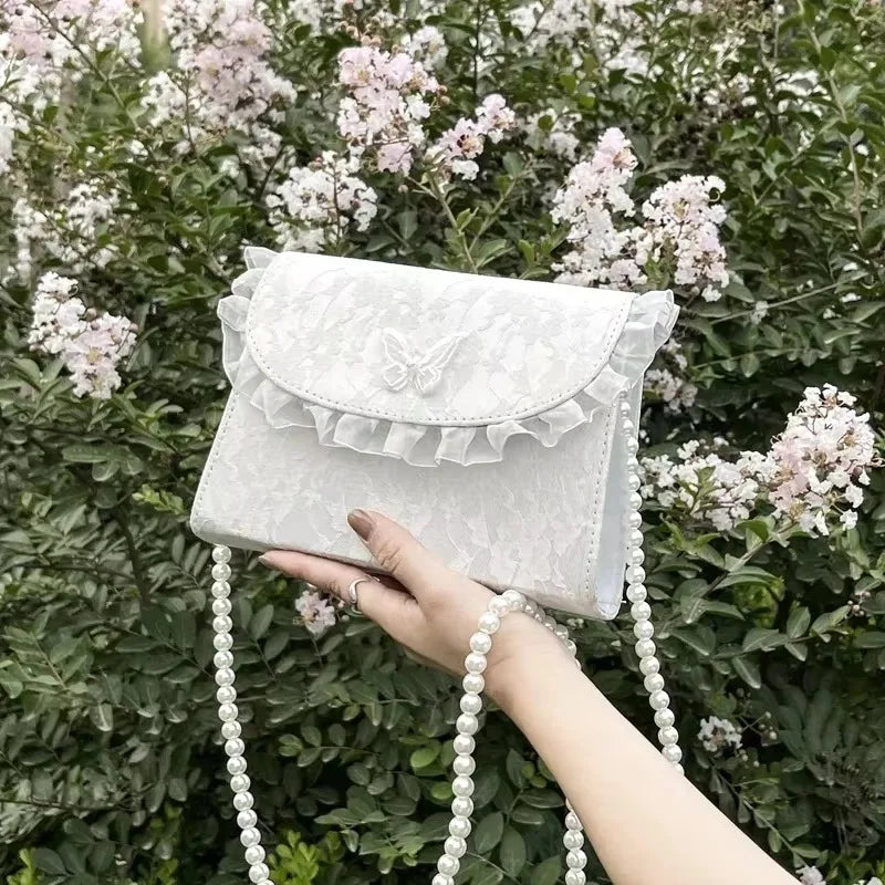 Women's Pearl Chain Shoulder Bag Elegant Small Handbag Fashion Qme