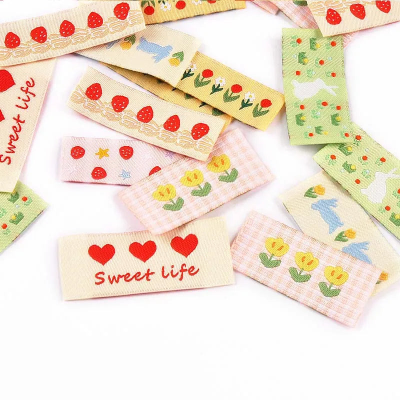 20pcs 15-45mm Mix Colorfull Flower/Heart/Tulip Pattern Label For DIY Clothing Decorative Sewing Accessories Without Gum cp3816 Qme