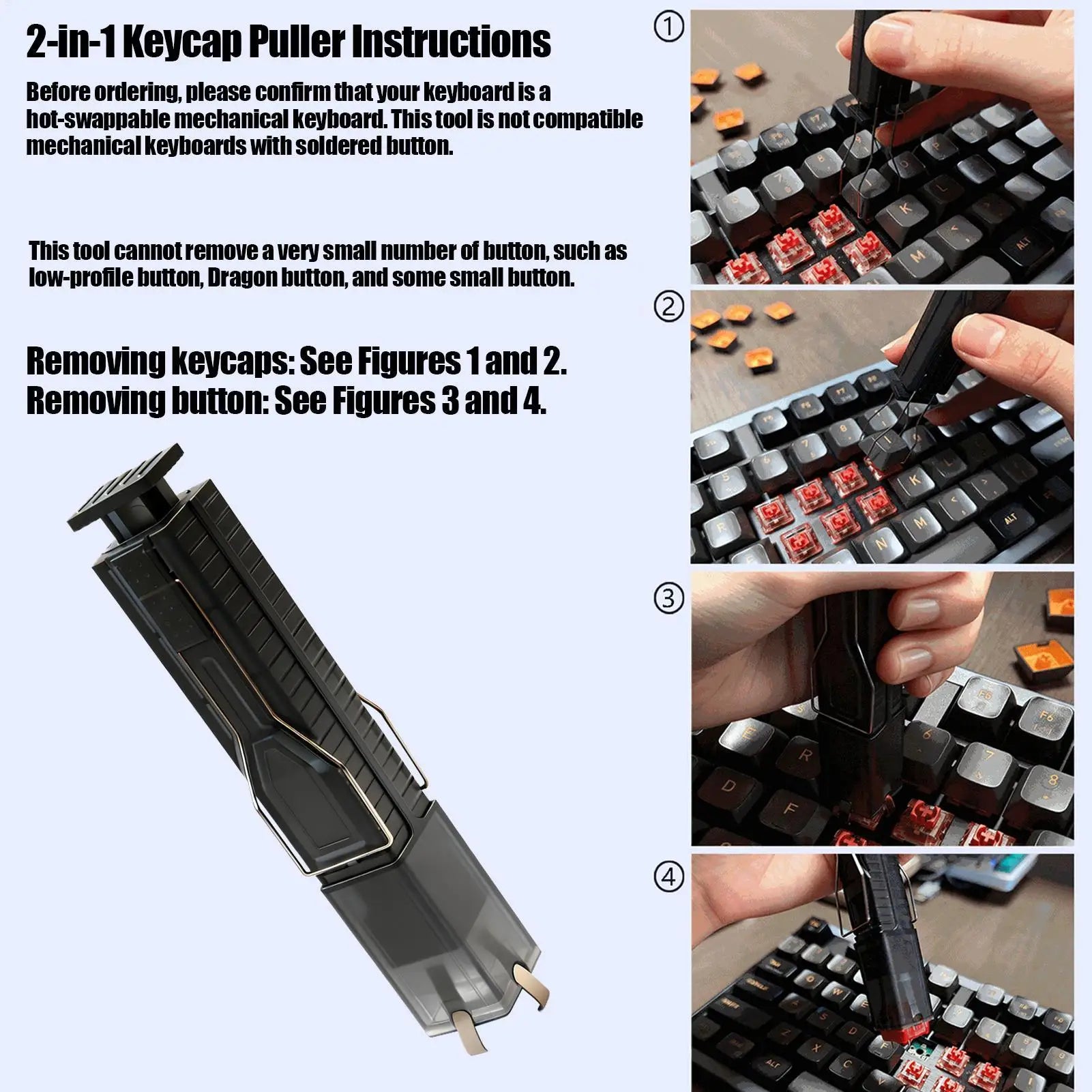 Keyboard Keycap Puller 4-Claw Grip Key Mechanical Switchs Removal Qme