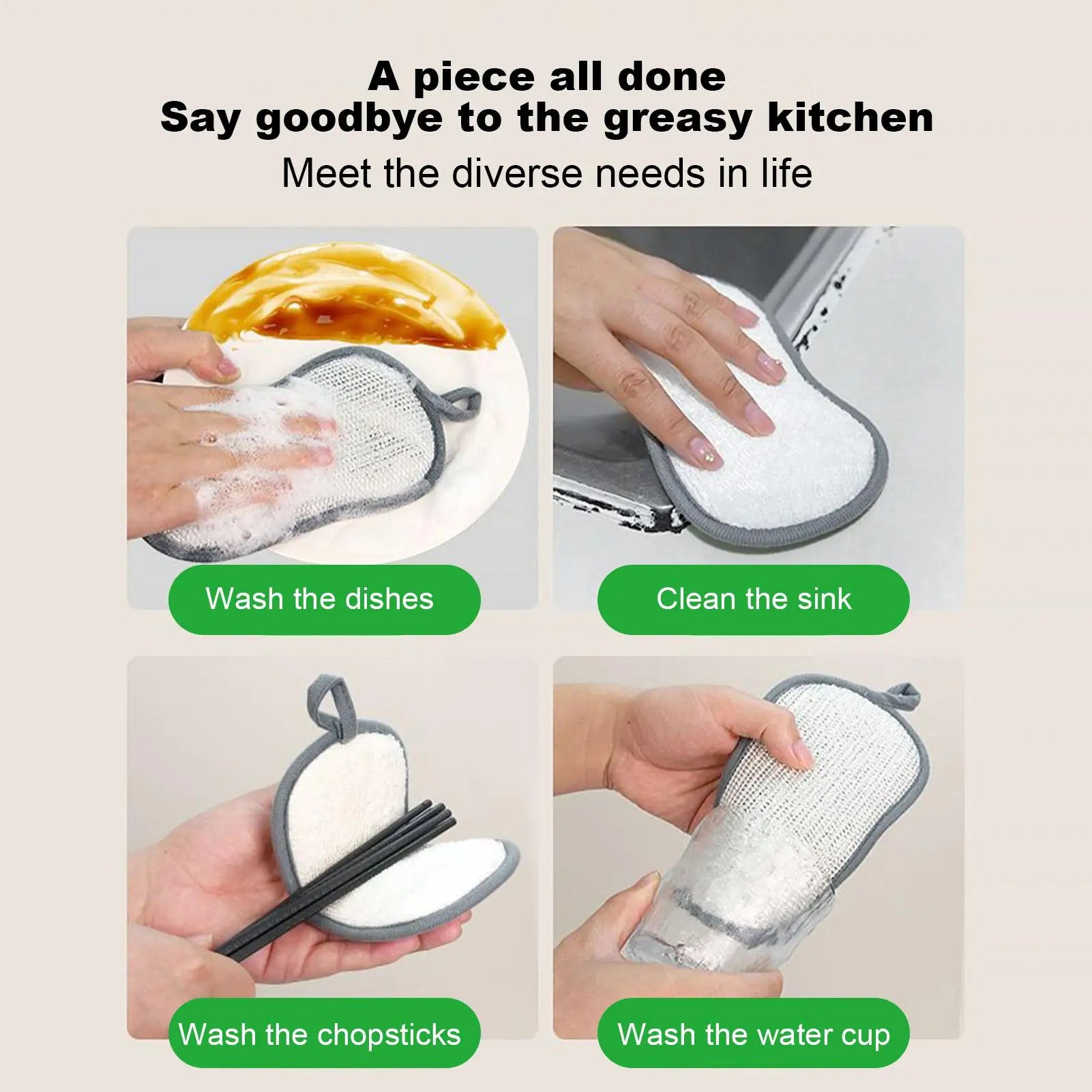 Dish Sponge 6 Double-sided Sponges Cleaning Washable Scrubber Pot Qme China Mainland