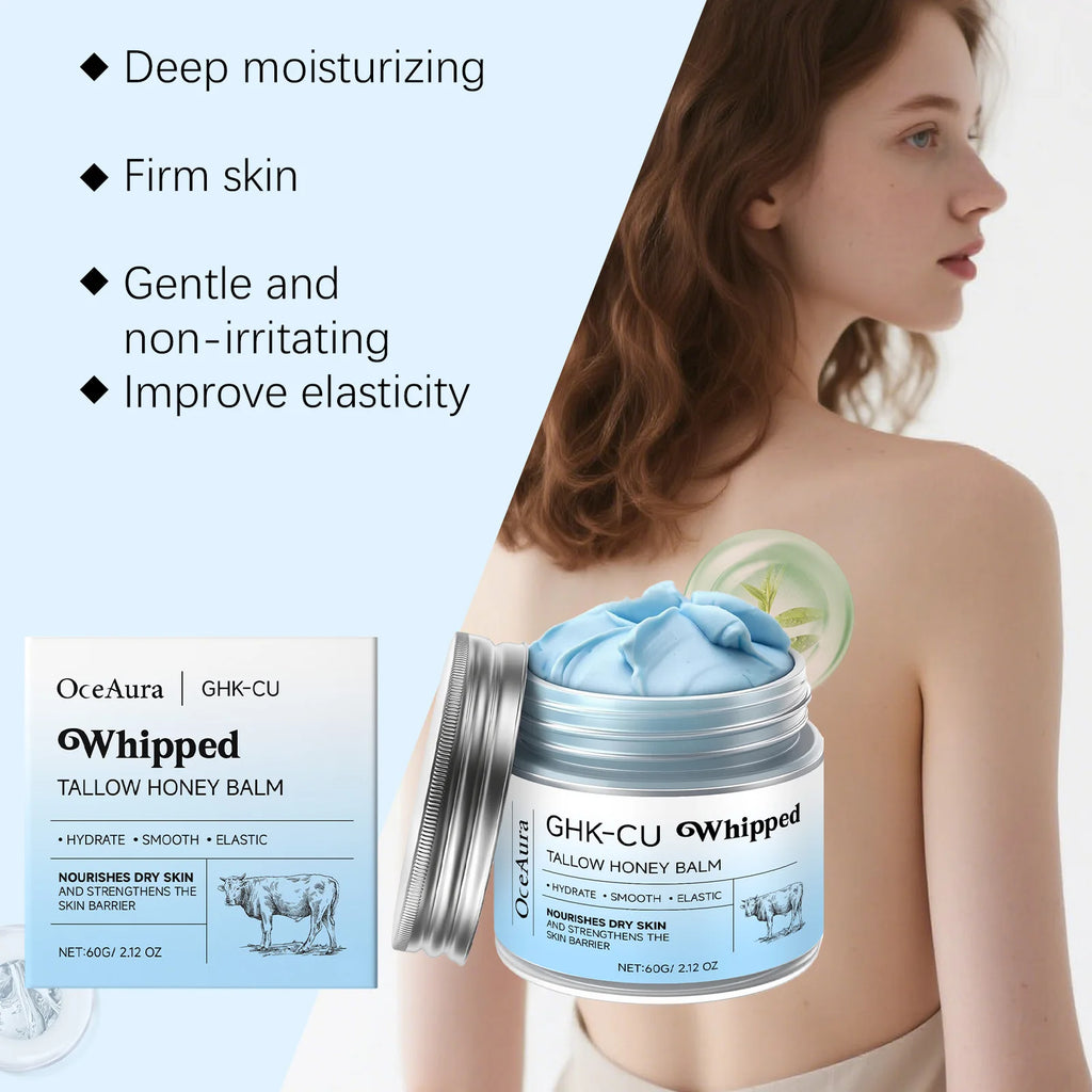 OceAura Whipped Tallow Honey Balm Ghk-Cu Firm Skin Elasticity Enhancement Strengthening Skin Barrier Repair Care Moisturizer 60g Qme