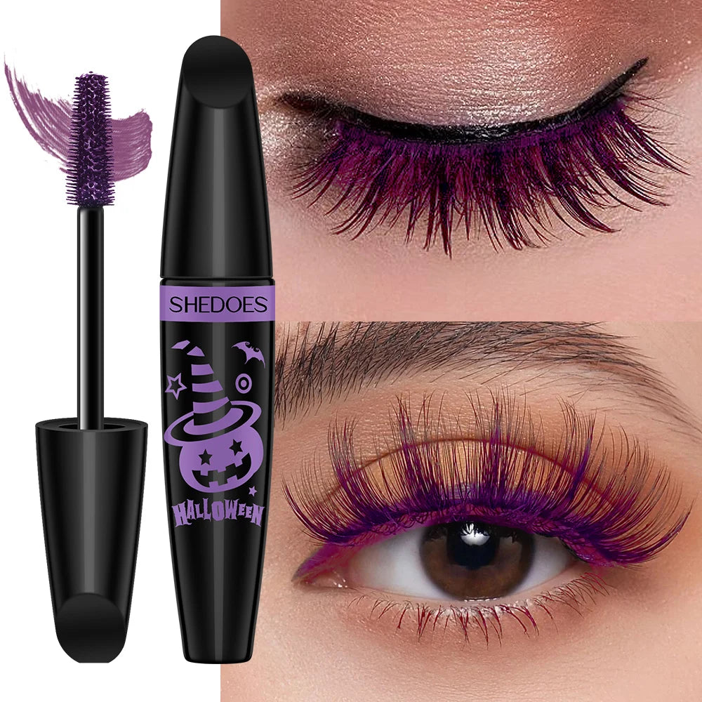 Halloween Eye Black Curly Thick Waterproof Sweat Proof Durable Qme Purple
