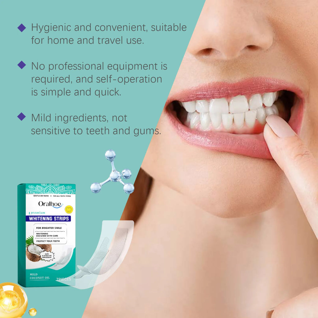 Tooth Whitening Strips Remove Tooth Stains Tartar Plaque Lighten Dark Dental Cleaning Improve Bad Breath Bleach Teeth Brightener Qme