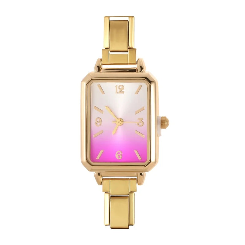 New High Quality Simple Square Watch Bracelet Fit 9mm DIY Italian Charm Stainless Steel Gradient Color Watch Bangle Jewelry Gift Qme Style 19