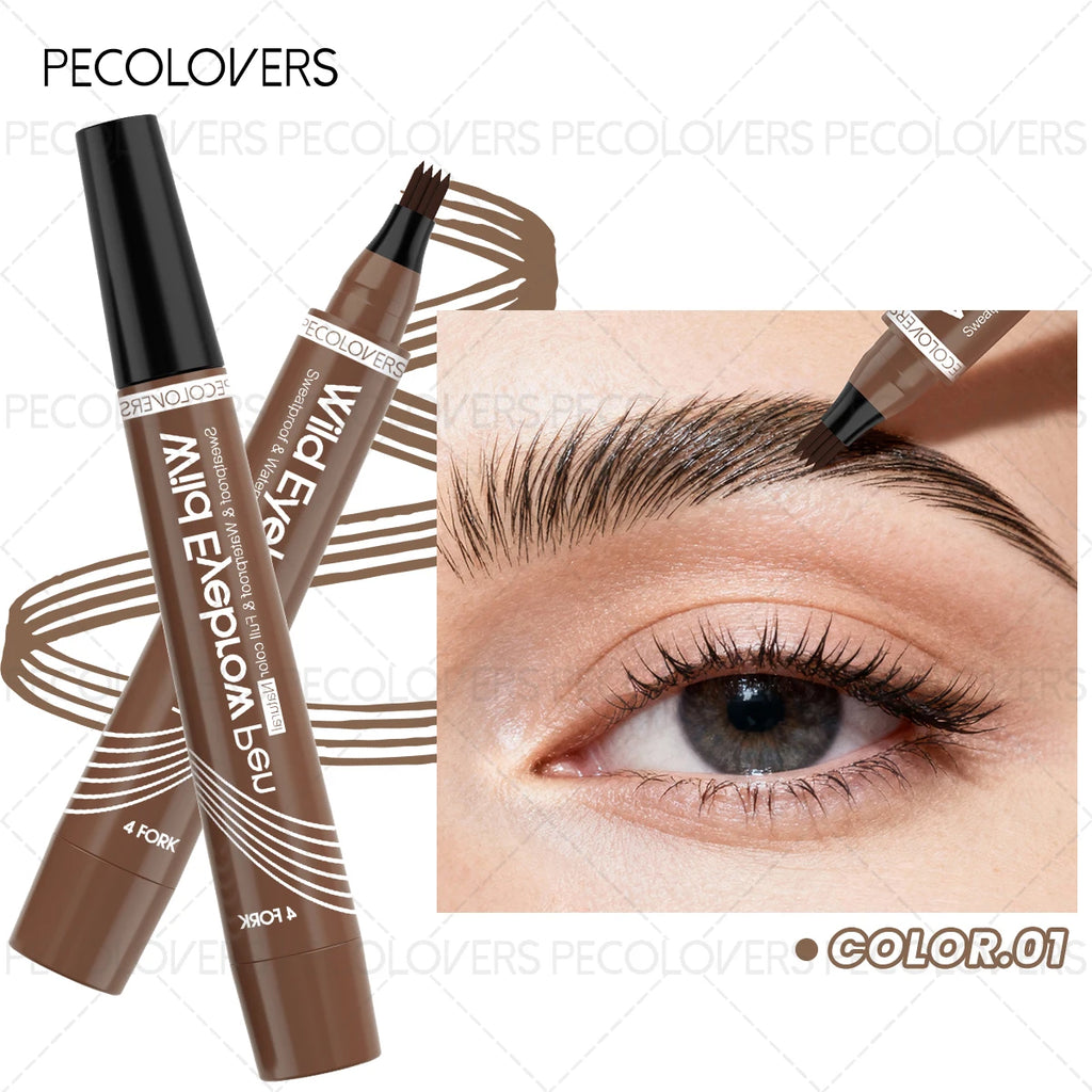 Multi-color Four-pronged Eyebrow Pencil, Liquid Eyebrow Pencil, Defined Eyebrows, Waterproof and Sweatproof, Eyebrow Cosmetics Qme 01