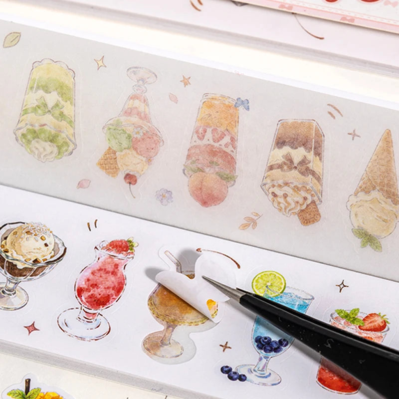 2 Books Warm Tone Food Stickers Multi‑Purpose Decorative Stickers, Assorted Patterns, Ideal for Scrapbooking Foodie CraftS Qme