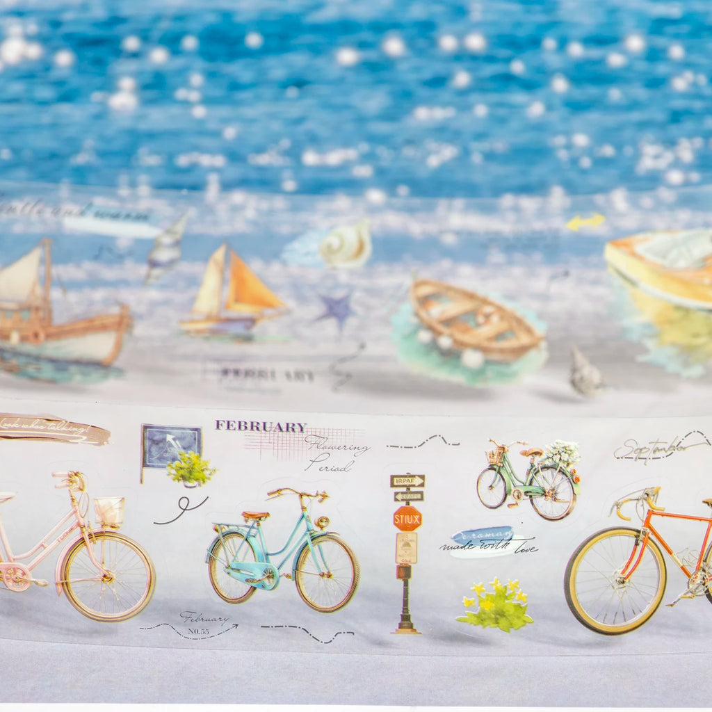 1 Roll Travel Journey Adventure Vehicle PET Tape for DIY Scrapbook Collage Art Journal Phone Case Notebook Decoration Qme