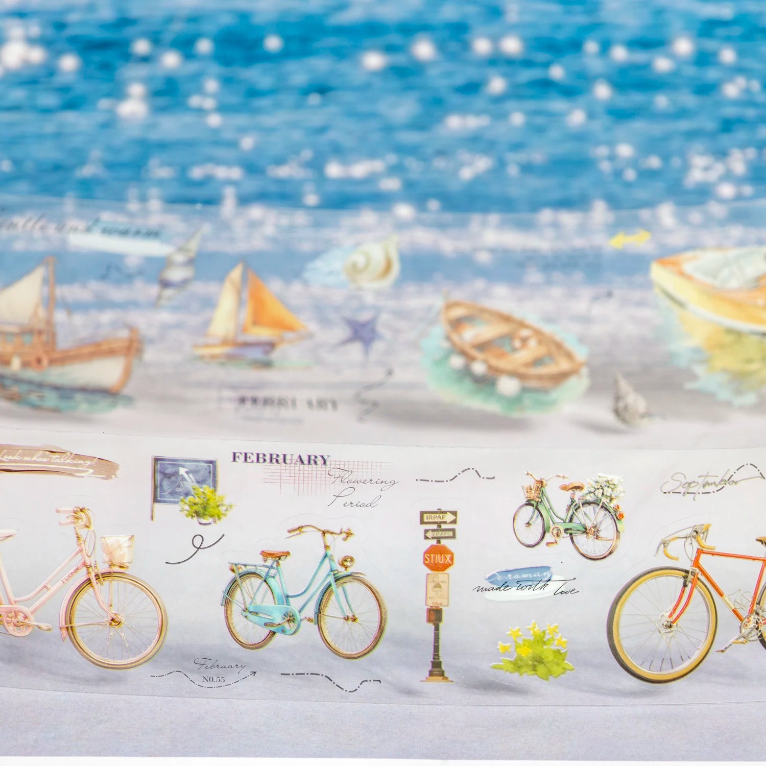 1 Roll Travel Journey Adventure Vehicle PET Tape for DIY Scrapbook Collage Art Journal Phone Case Notebook Decoration Qme