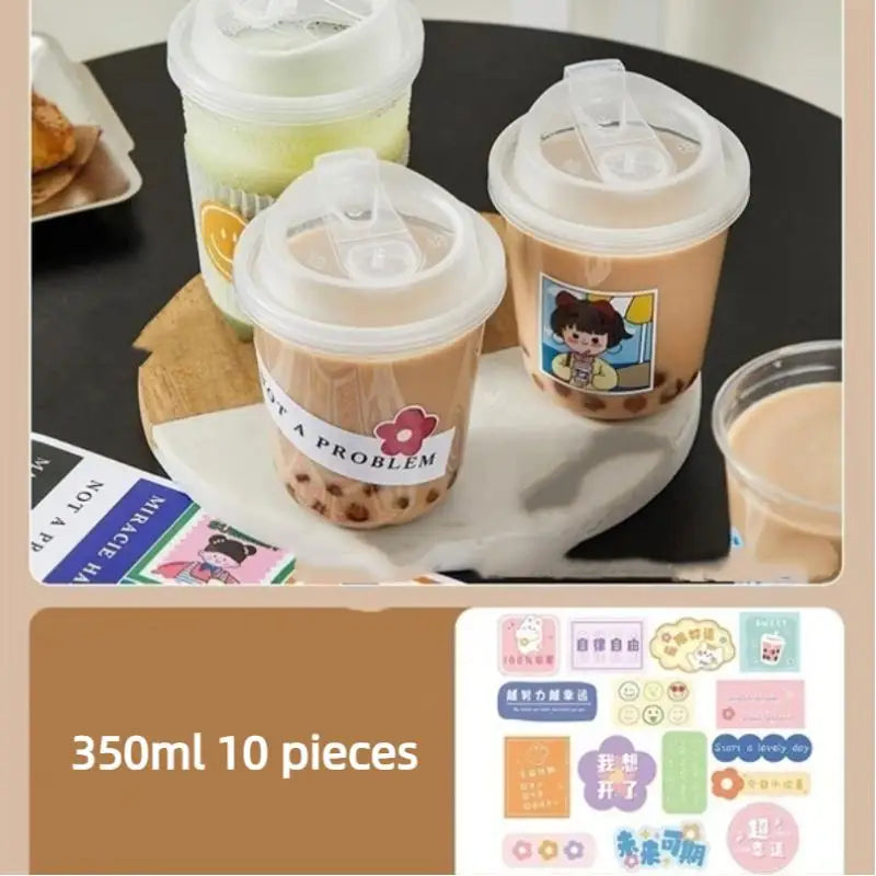 U-shaped Disposable Cups Transparent Coffee Lids Drink Milk Tea Qme A6