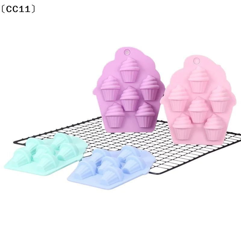 6 Cavity Food Grade Silicone Cupcake Molds Non Stick Surface Home Qme