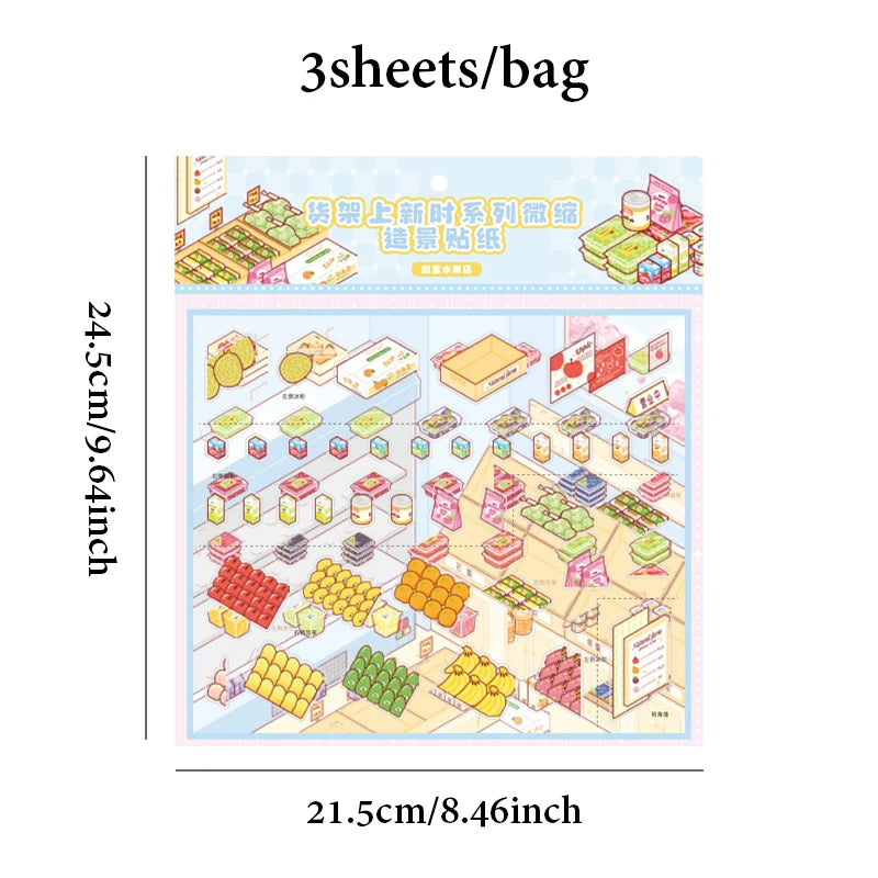 4 Bags Vintage Convenience Store Scene Stickers, Nostalgic Snack Themed, Vivid Details, Perfect for Journaling Relaxation Crafts Qme