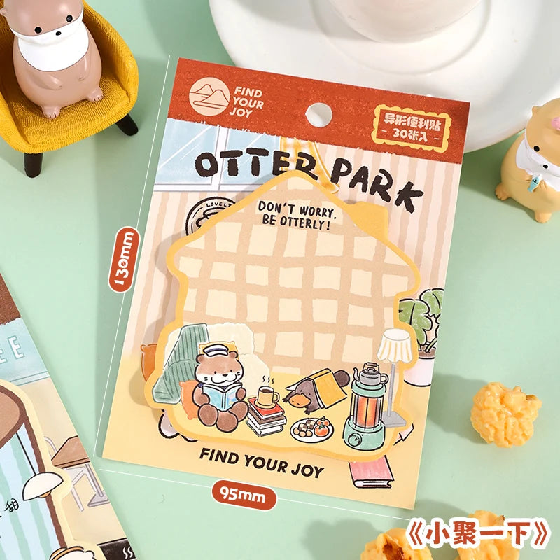 30 Pcs/book Creative Korean Stationery Cute Otter Multi functional Message Notes DIY Diary Album Scrapbook Office Supplies Qme D