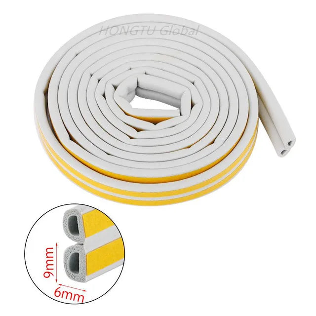 Rubber Foam Window Door Seal Self Adhesive Windproof Tape Door Joint Filler Collision Avoidance Soundproof Sealing Strip Qme grey D Type 15 Meter