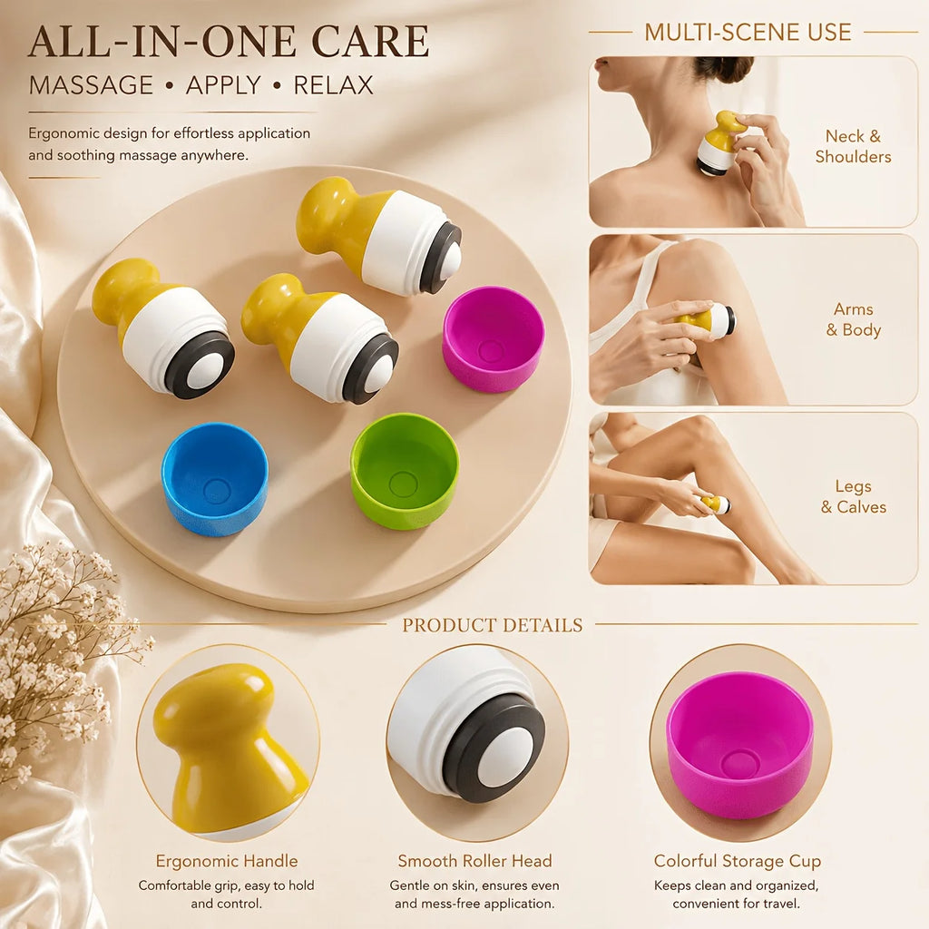 Refillable Sunscreen Dispenser & Roller Applicator - Twistup Container Leak-Proof Dual Compartment Design for Travel Daily Use Qme