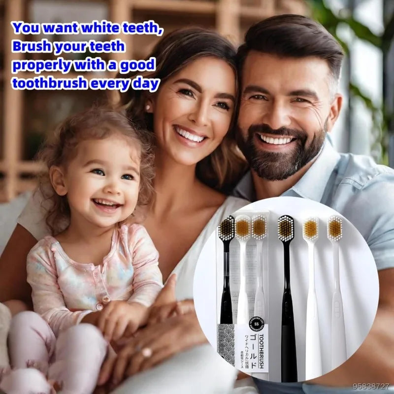 Adult wide head manual soft toothbrush set (3 sets per box), comprehensive care for teeth and gums, the best friend for teeth Qme