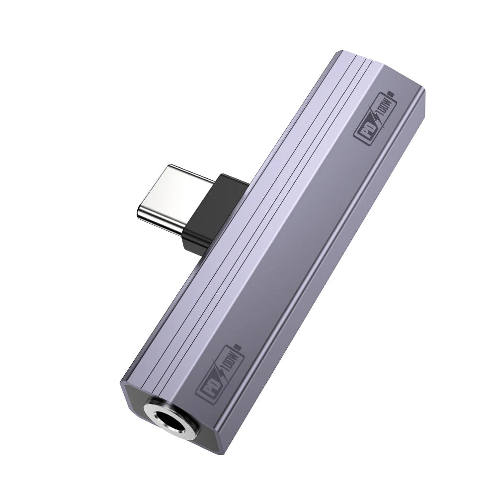 10W/100W Charging Audio Adapter 2 IN 1 USB Type C To 3.5 Jack Earphone Adapter USB-C 3 5mm Audio Converter For IPhone 15 16 17 Qme PD100W