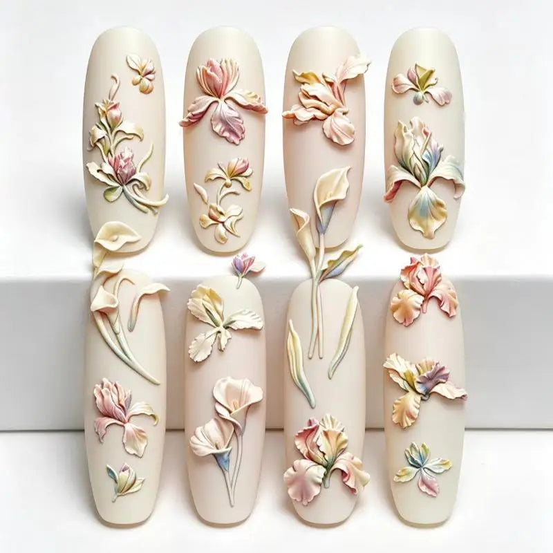 3D Flower Relief Nail Stamping Mold Transparent Easy Use DIY Manicure Qme
