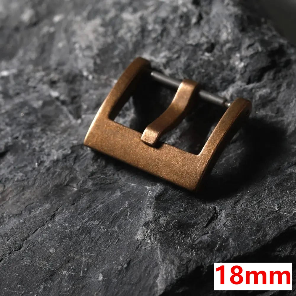 High-end Bronze Buckle 18MM 20MM Vintage Leather Rubber Strap Buckle, Pure Bronze, Vintage Style Strap Buckle Accessories Qme 18mm szie