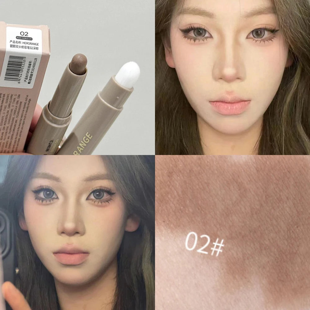 HERORANGE Double-ended Contour Pen for Contouring, Brightening with a Smudge Brush Qme HR615-02