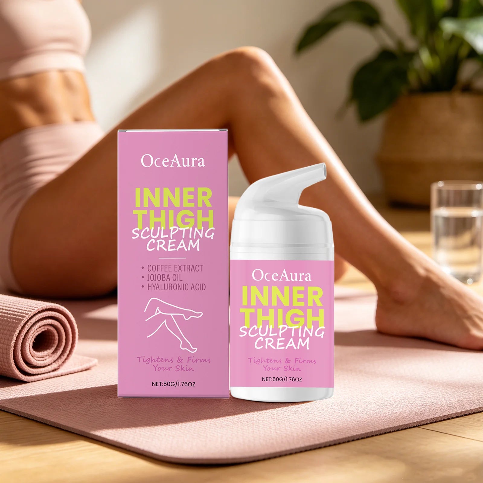 OceAura Inner Thigh Sculpting Cream Skin Firming Deep Moisturizing Long-Lasting Hydrating Leg Shaping Leg Skin Firm Lotion 50G Qme