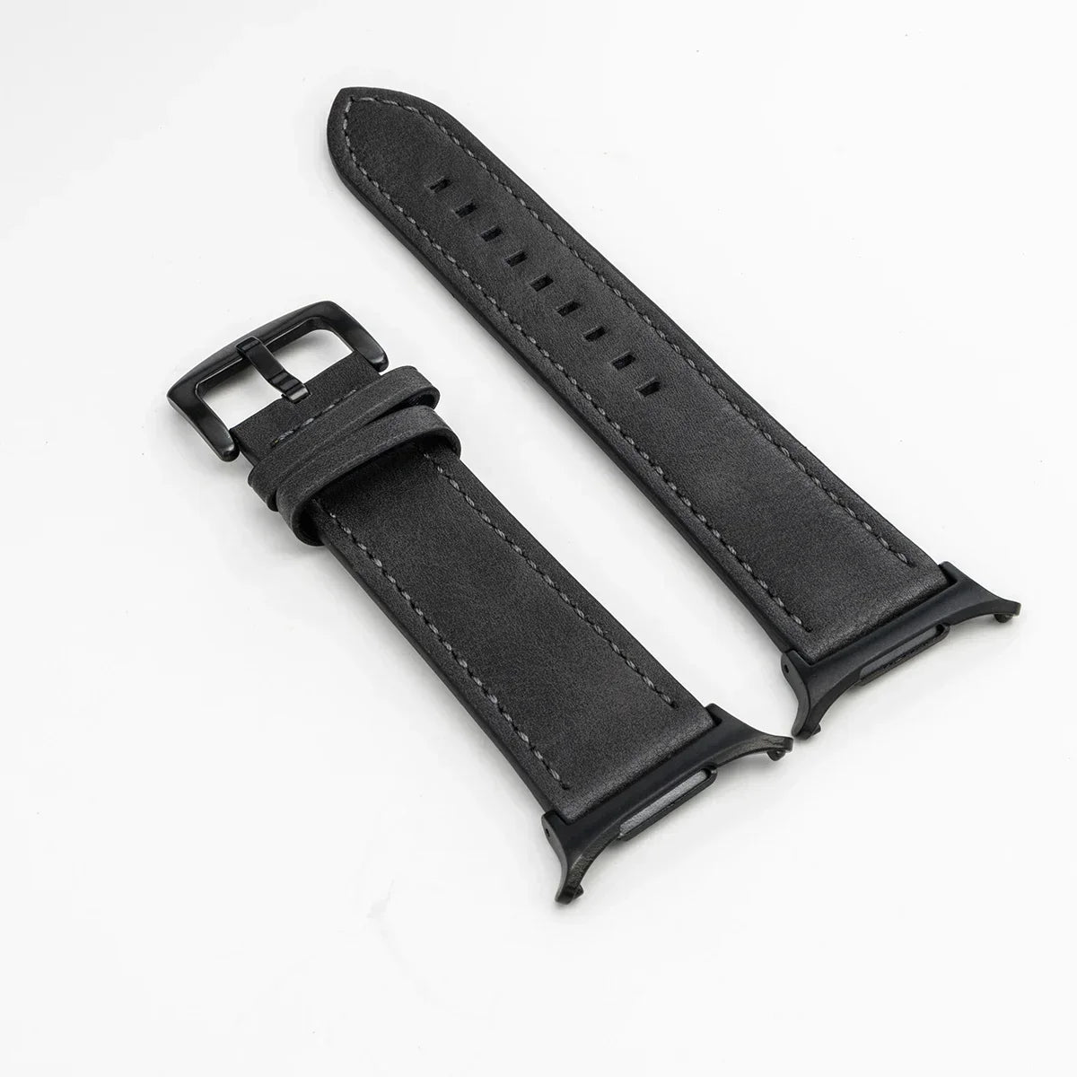 Leather Band for Samsung Galaxy Watch 7 Ultra 47mm No Gaps Strap SmartWatch Bracelet for Galaxy Watch 7Ultra Wristband Correa Qme Grey Black Galaxy Watch 7 Ultra