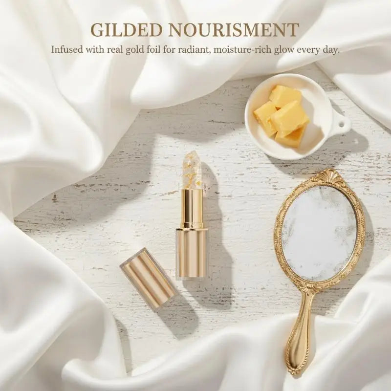 Changing Lip Balm Glitter Gold Flakes Lightweight Hydrating Non Qme