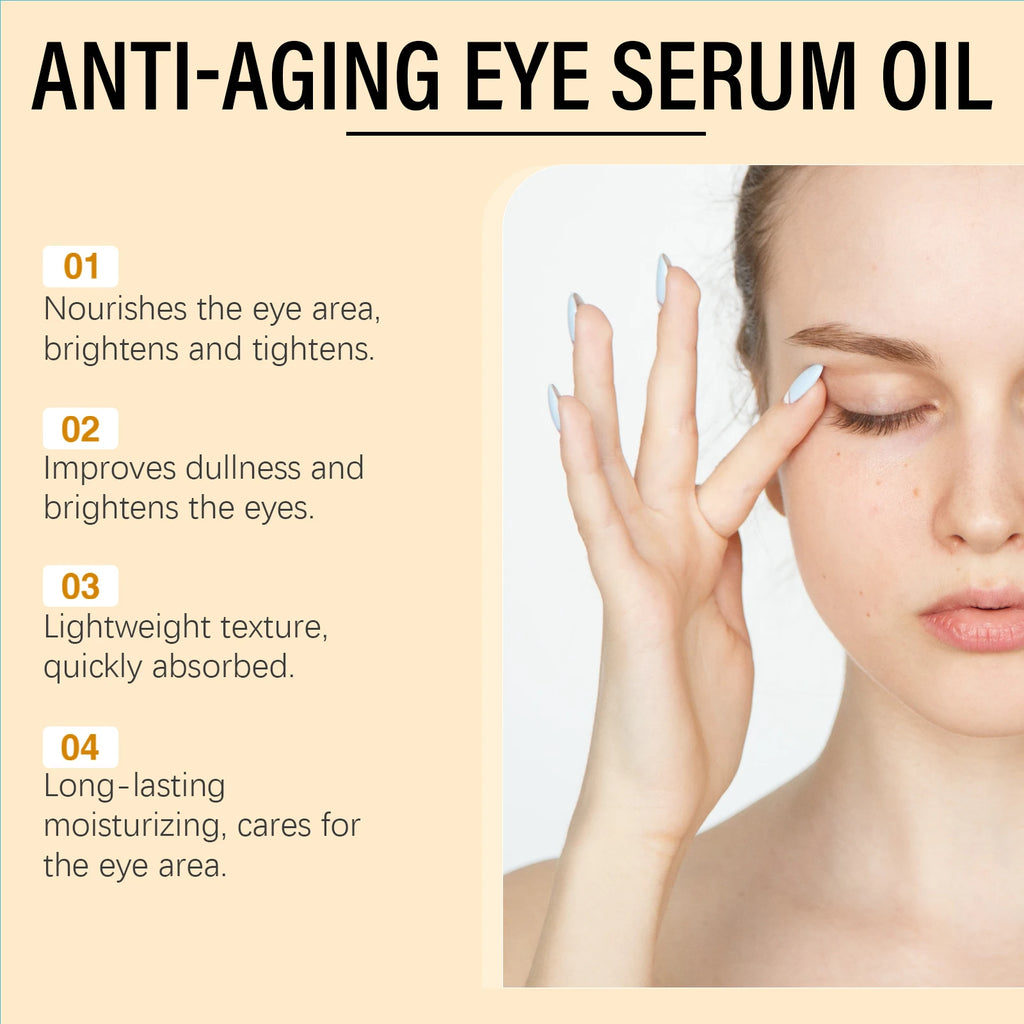 Anti Aging Eye Serum Oil Brightening Firming Fade Fine Lines Remove Puffiness Dark Circles Hydrating Smooth VC Eye Essence Oil Qme