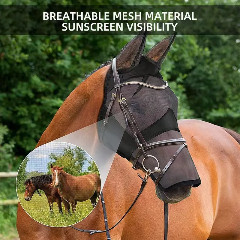 Caremaster Horse Fly Mask Full Face Cool Breeze Mesh Protects Eyes Qme