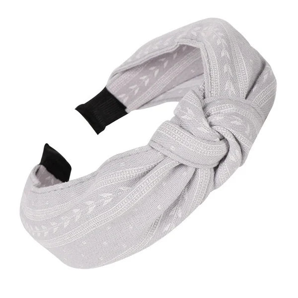 Elegant Knotted Leaf Wide Fabric Headband Hair Hoop Women Girls Beach Qme lightgrey