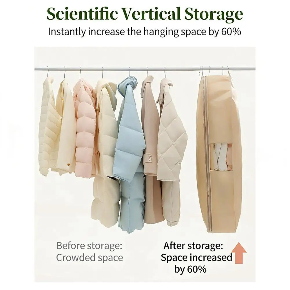 Space Saving Clothing Dust Bag Hangable Garment Self Compression Qme