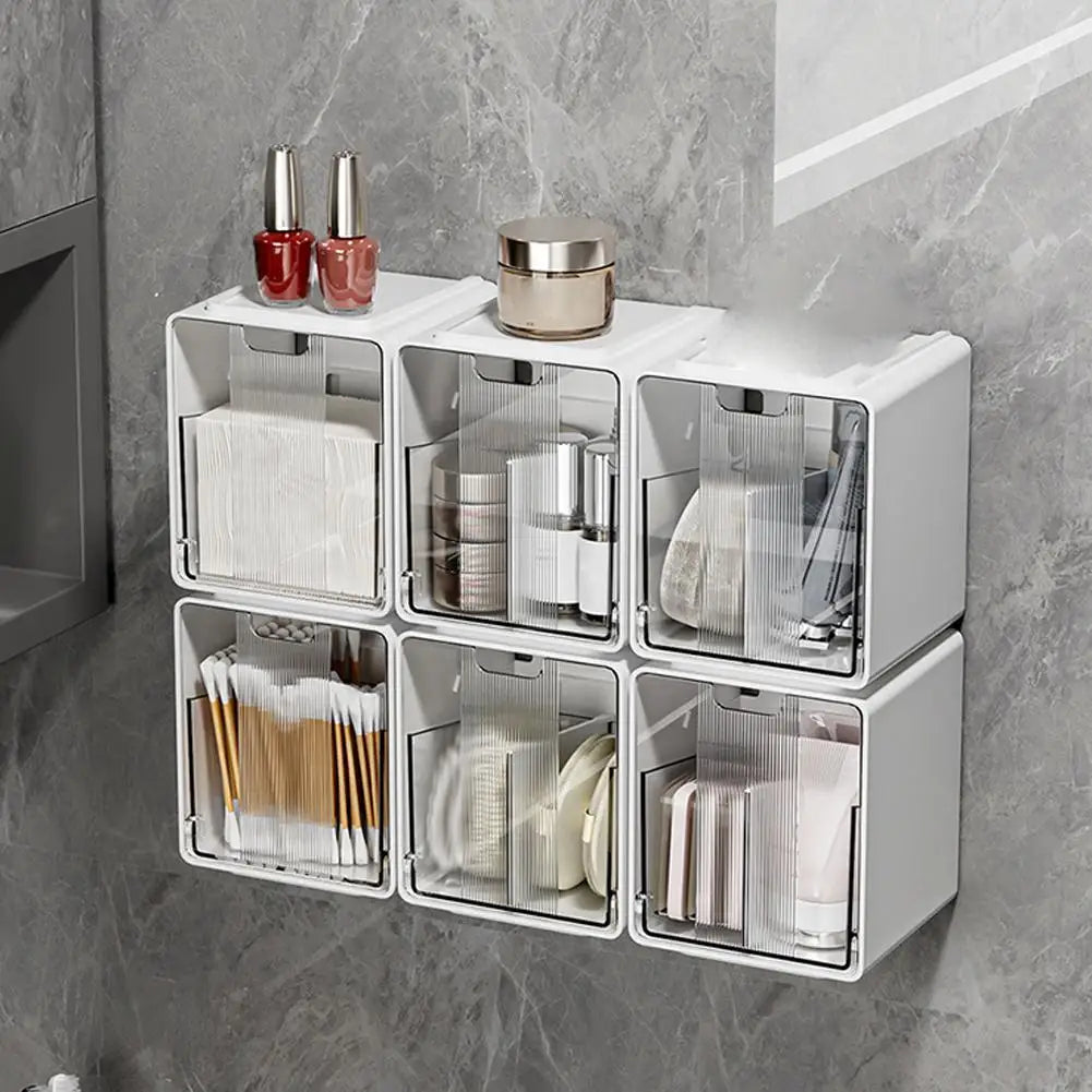 Transparent Storage Box Pull-out Cotton Stick Makeup Bathroom Drawer Qme